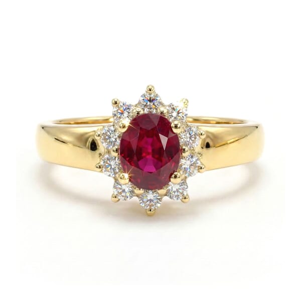 Diamantring i gull 14kt med 0,15 ct TW-Si  og rubin - COC157250